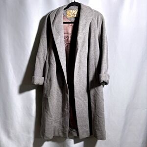 VTG Womens Light Gray Wool Overcoat Quiet Luxury Minimalist Heritage Coat Glam
